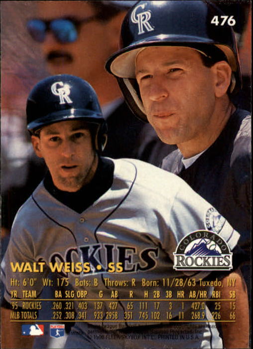 1996 Ultra #476 Walt Weiss back image