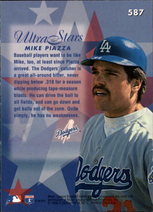 1996 Ultra #587 Mike Piazza STA back image