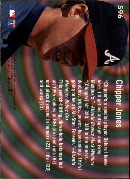 1996 Ultra #596 Chipper Jones RAW back image