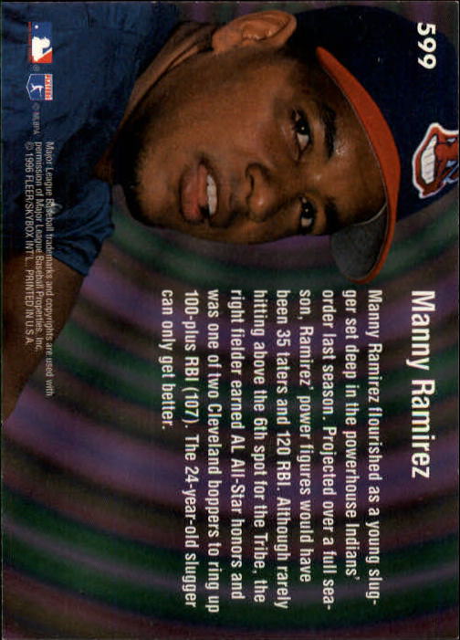 1996 Ultra #599 Manny Ramirez RAW back image
