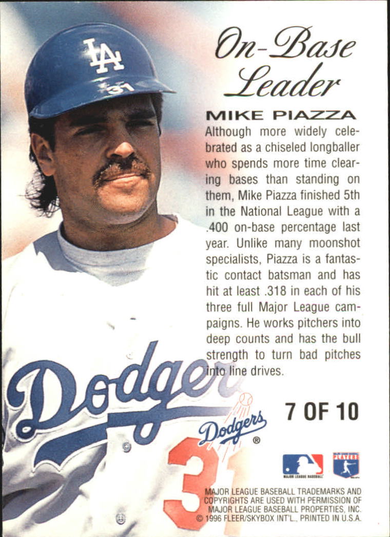 1996 Ultra On-Base Leaders Gold Medallion #7 Mike Piazza back image