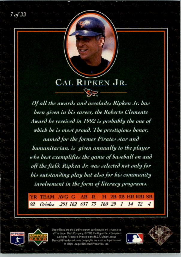 1996 Upper Deck Ripken Collection #7 Cal Ripken UD back image