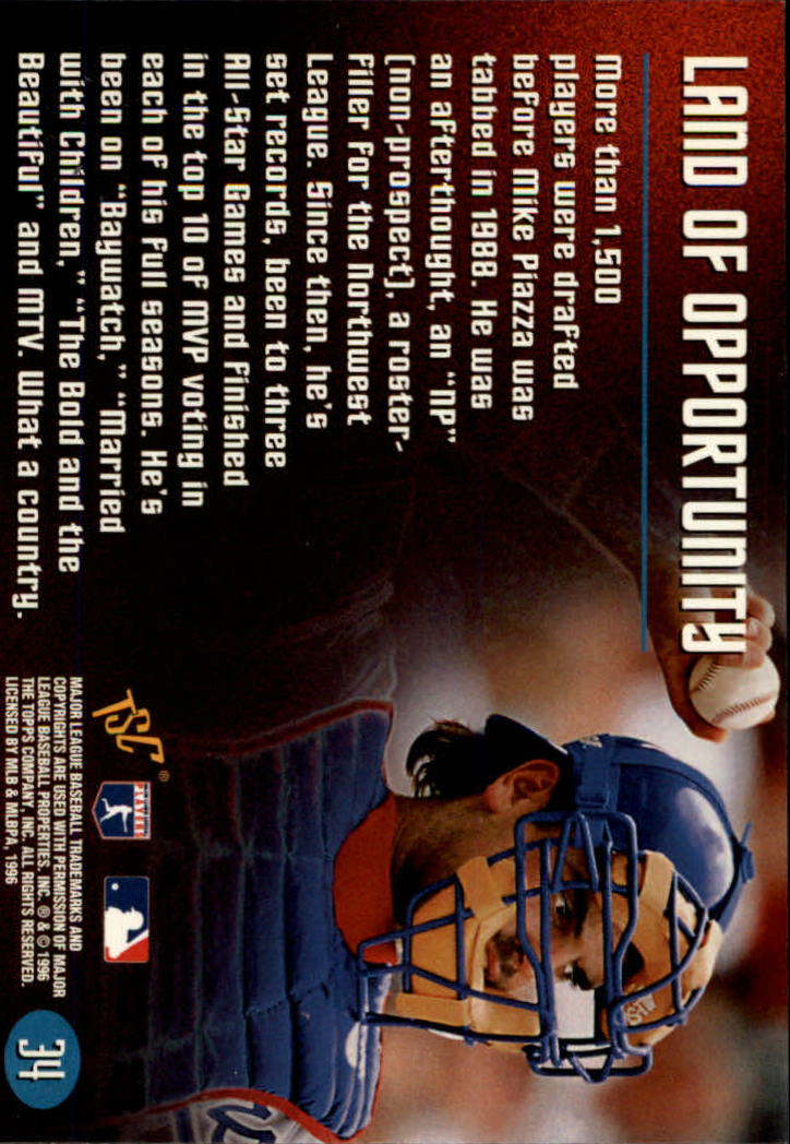 1996 Stadium Club Members Only 50 #34 Mike Piazza back image
