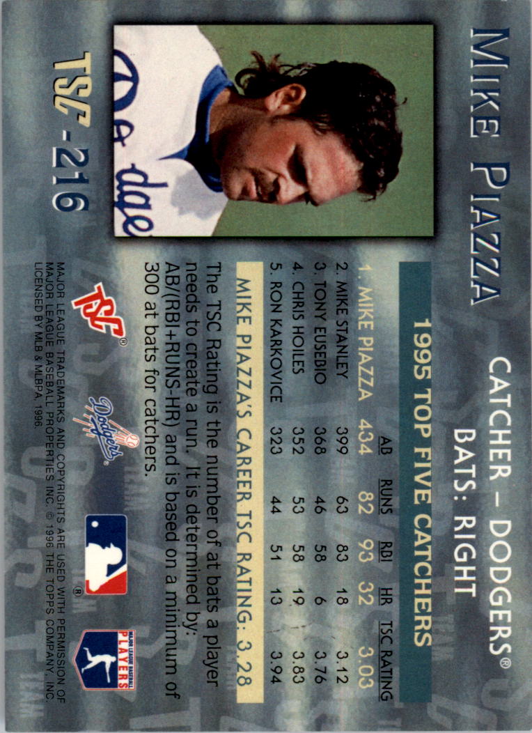 1996 Stadium Club Members Only Parallel #216 Mike Piazza TSC back image
