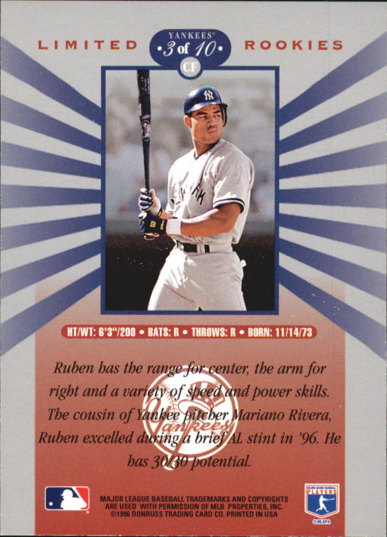 1996 Leaf Limited Rookies #3 Ruben Rivera back image
