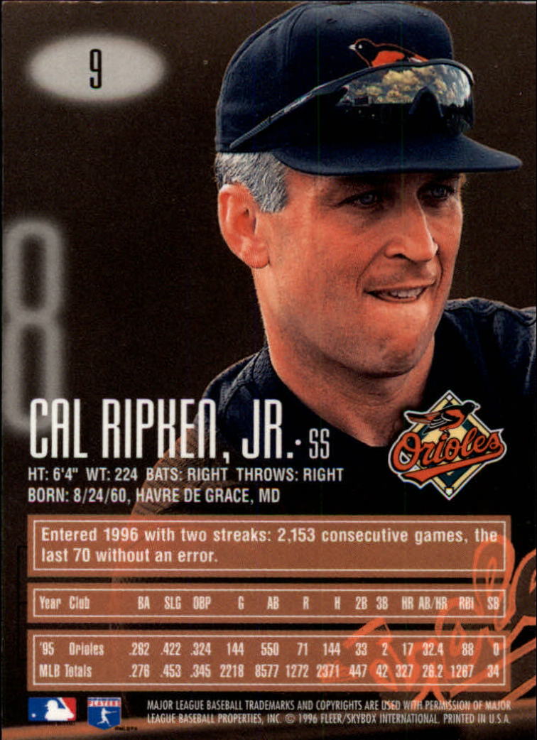 1996 Emotion-XL #9 Cal Ripken back image