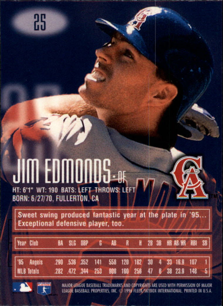 1996 Emotion-XL #25 Jim Edmonds back image