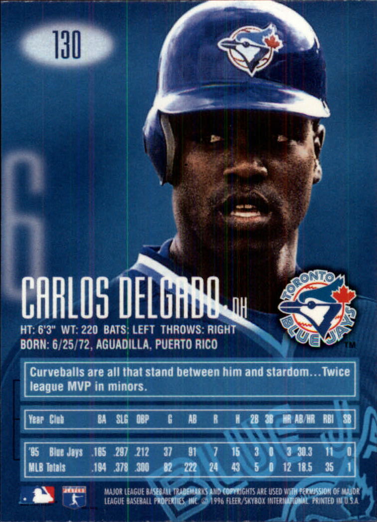 1996 Emotion-XL #130 Carlos Delgado back image