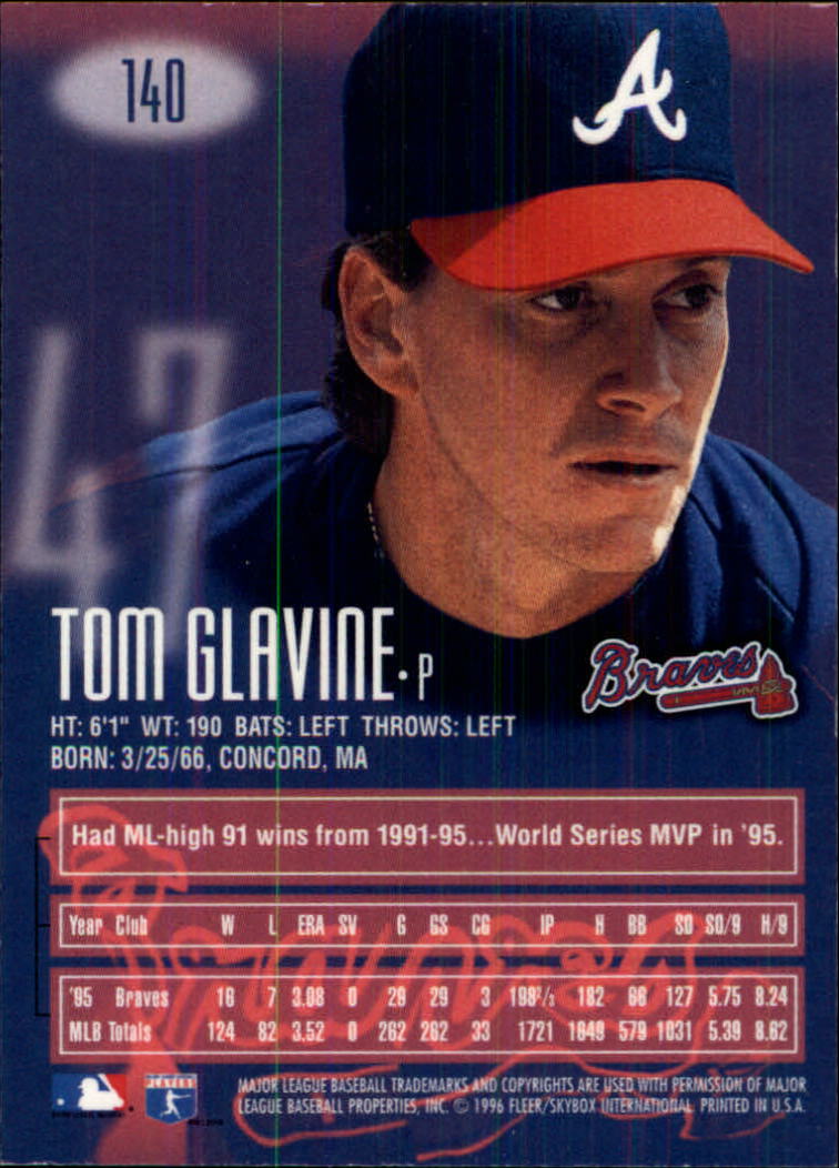 1996 Emotion-XL #140 Tom Glavine back image