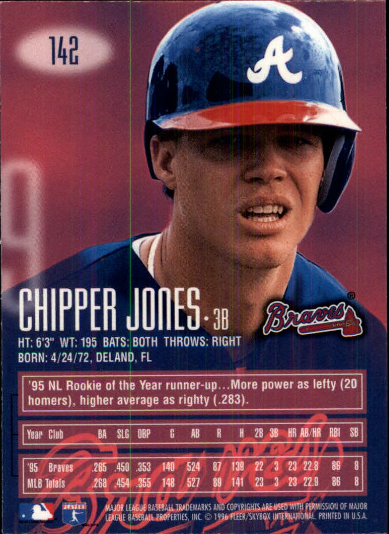 1996 Emotion-XL #142 Chipper Jones back image