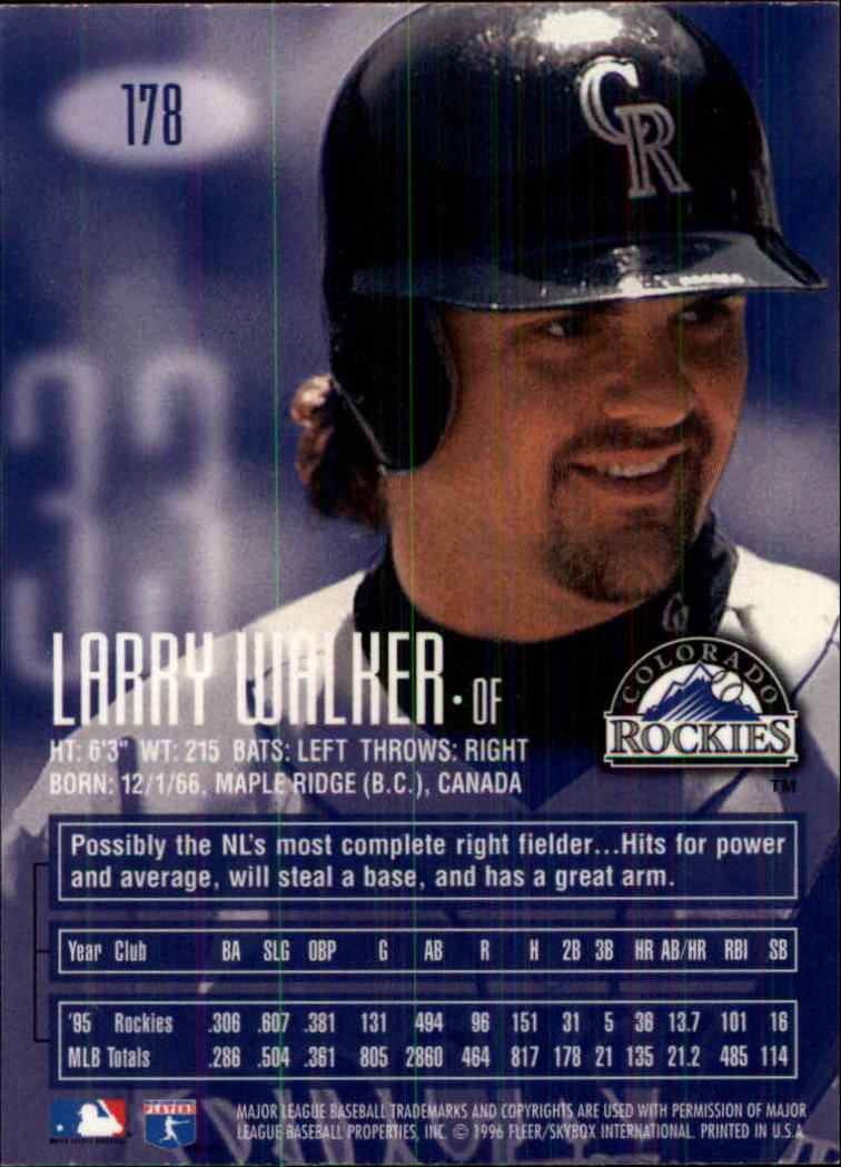 1996 Emotion-XL #178 Larry Walker back image
