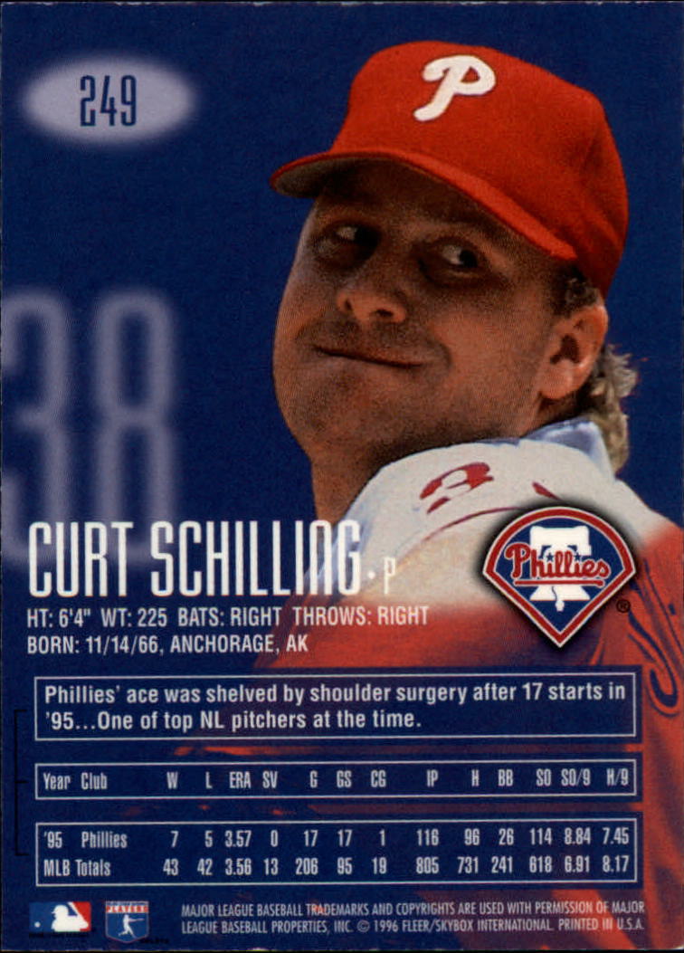 1996 Emotion-XL #249 Curt Schilling back image
