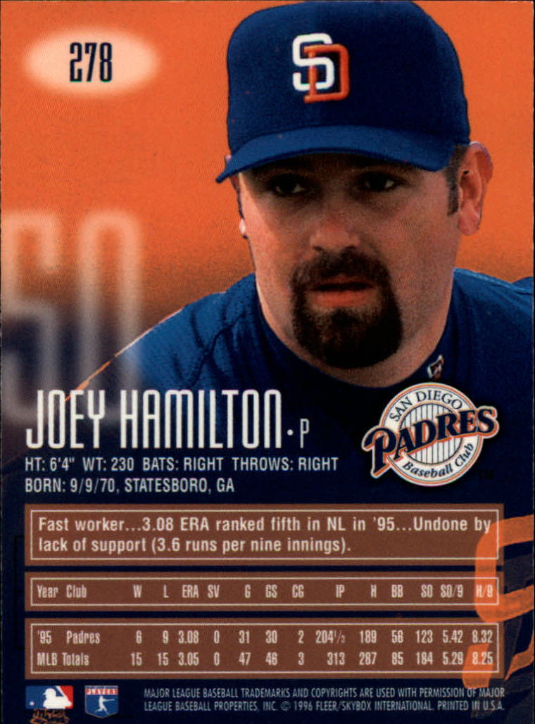 1996 Emotion-XL #278 Joey Hamilton back image