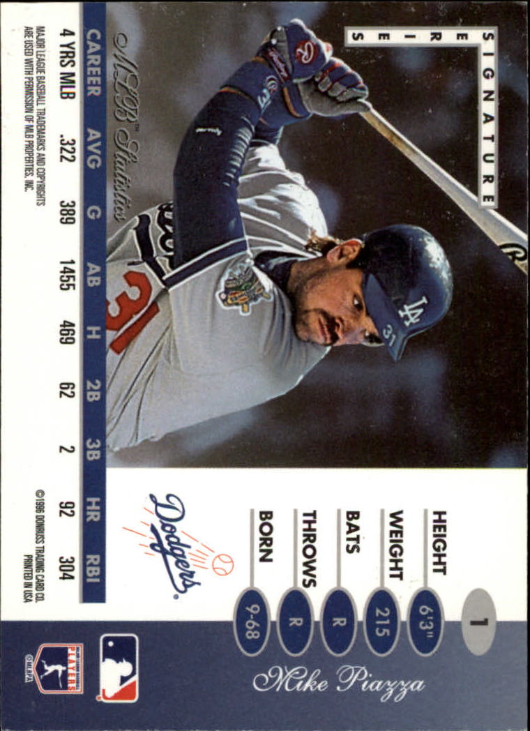 1996 Leaf Signature #1 Mike Piazza back image