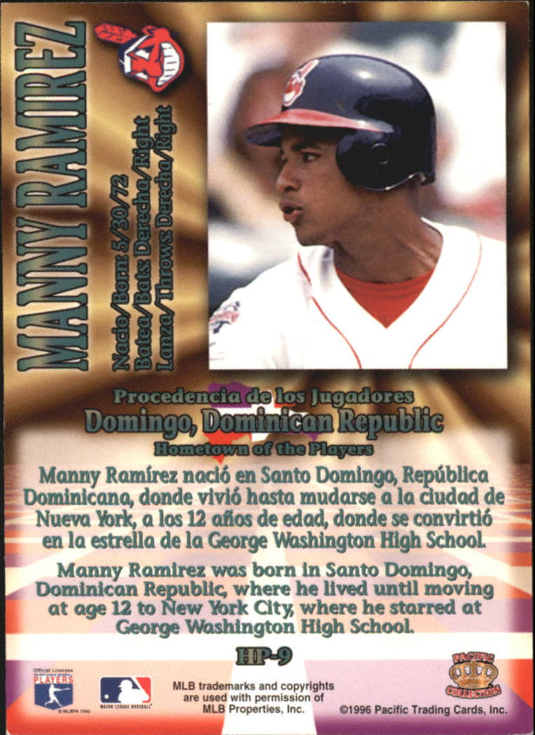 1996 Pacific Hometowns #HP9 Manny Ramirez back image