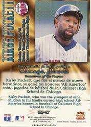 1996 Pacific Hometowns #HP17 Kirby Puckett back image