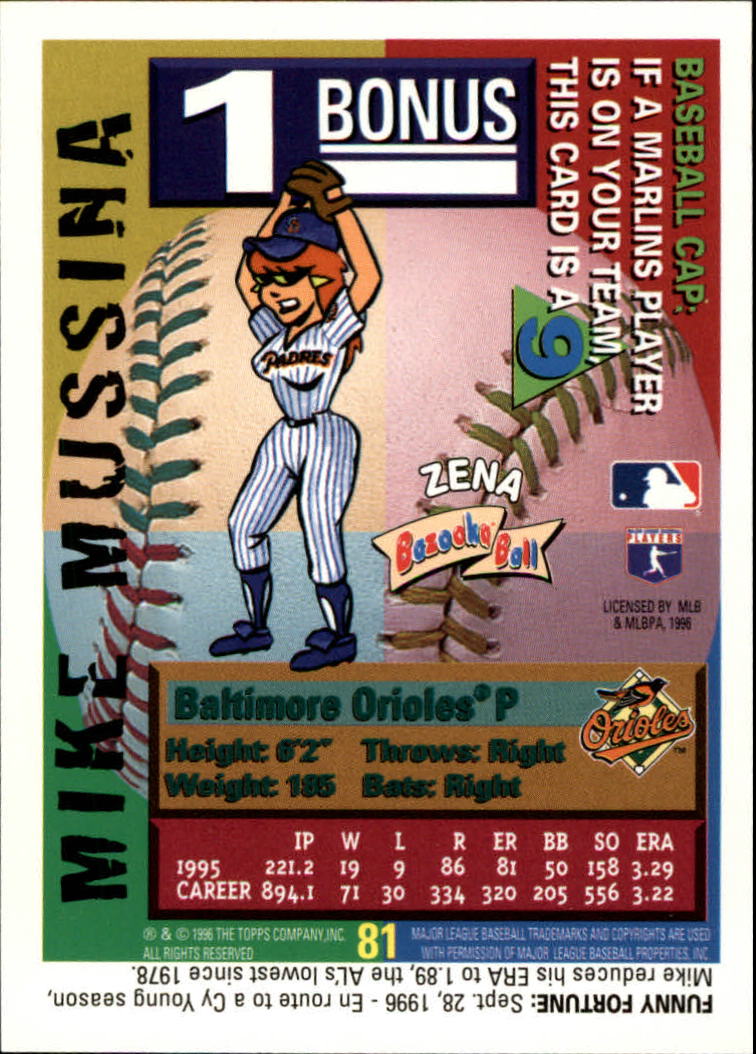 1996 Bazooka #81 Mike Mussina back image