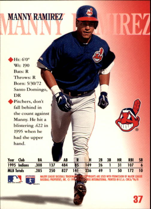 1996 Circa #37 Manny Ramirez back image