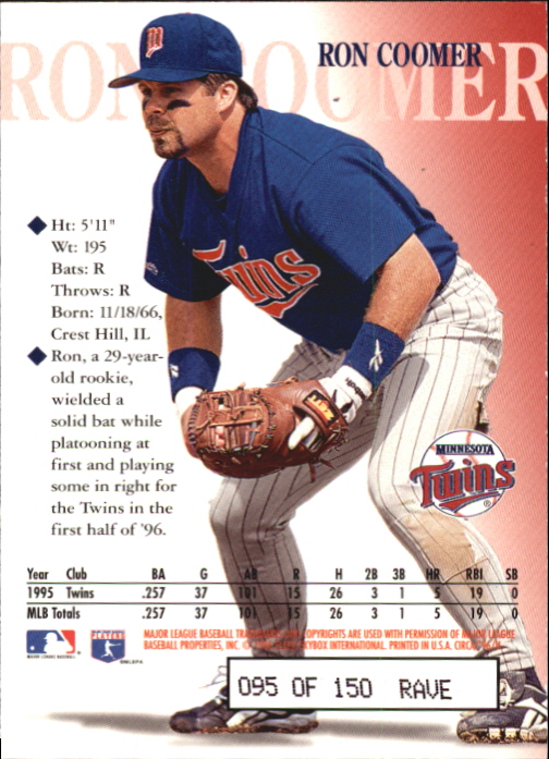 1996 Circa Rave #54 Ron Coomer back image