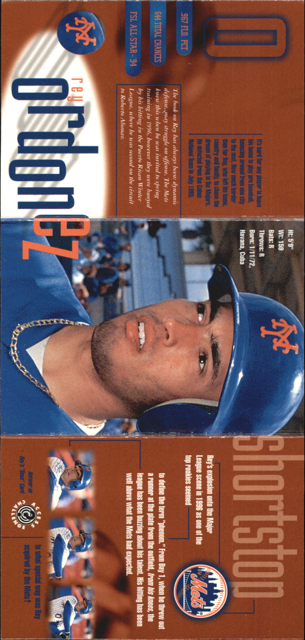 1996 Circa Access #24 Rey Ordonez back image