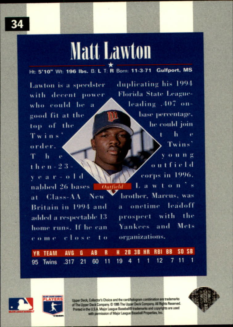 1996 Collector's Choice #34 Matt Lawton RC back image