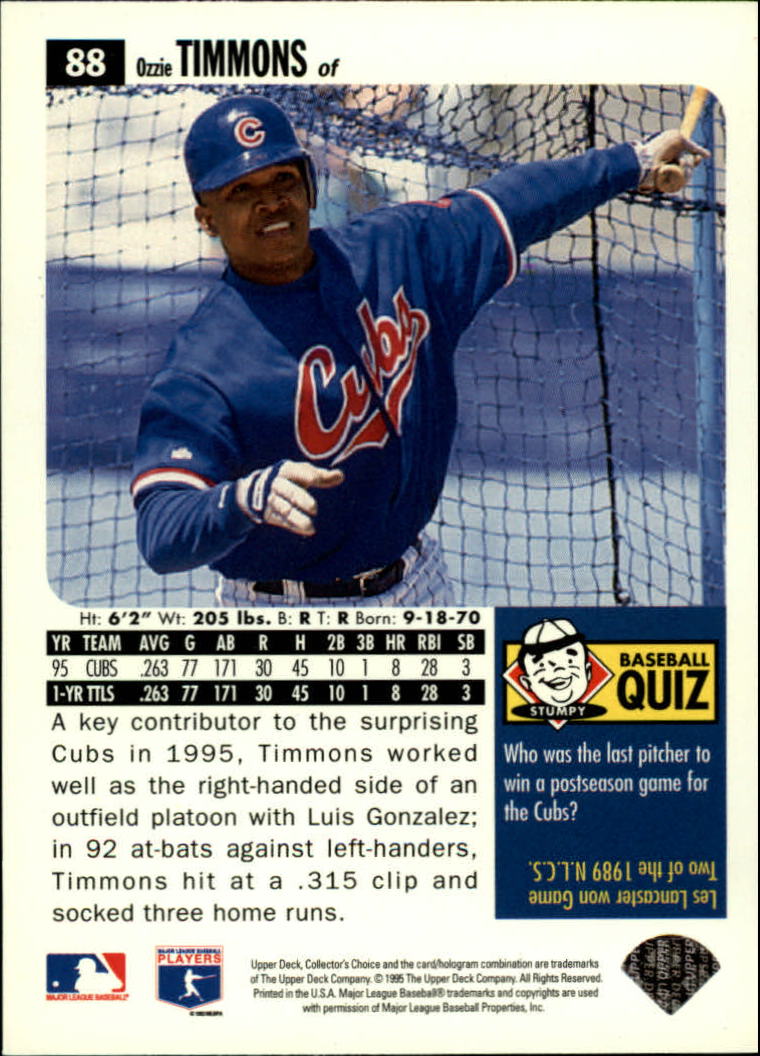 1996 Collector's Choice #88 Ozzie Timmons back image
