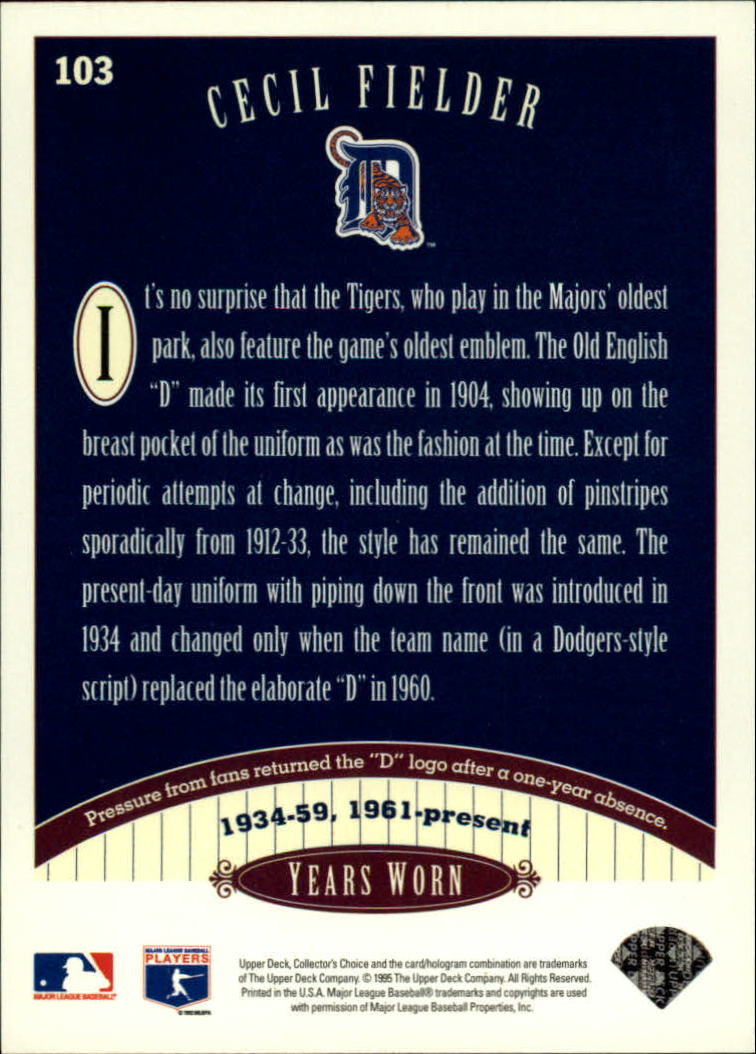 1996 Collector's Choice #103 Cecil Fielder TT back image