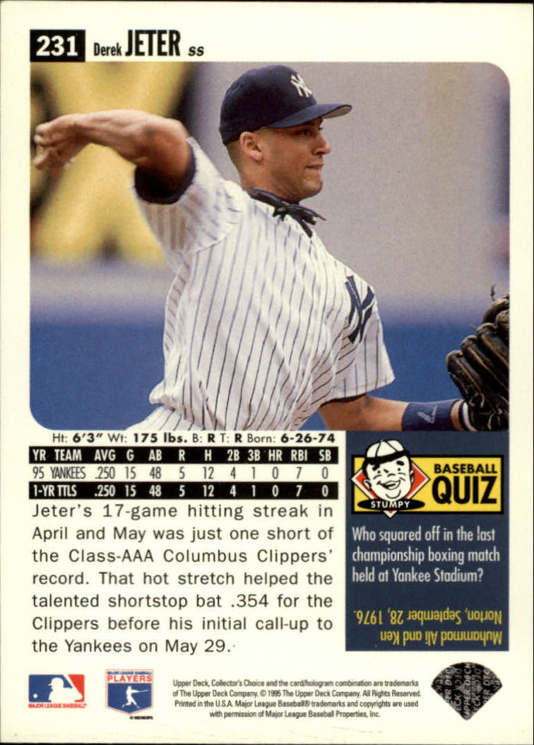 1996 Collector's Choice #231 Derek Jeter back image