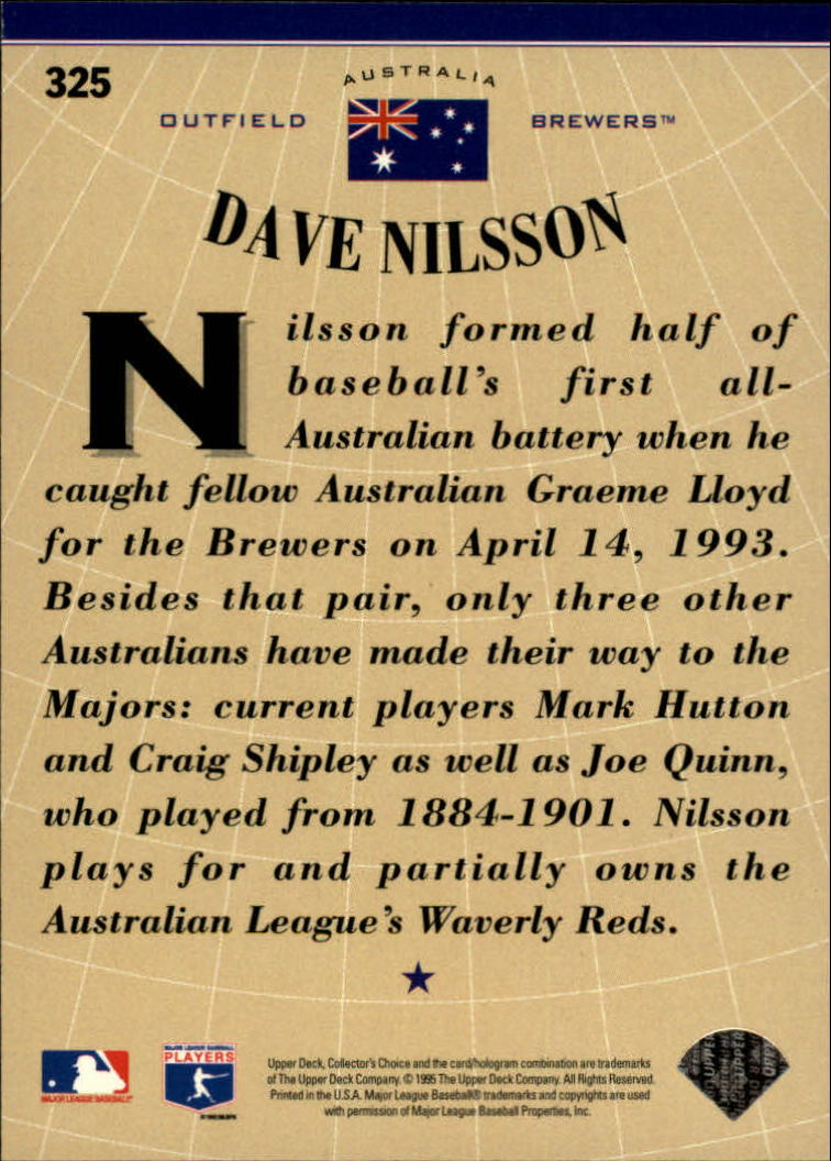 1996 Collector's Choice #325 Dave Nilsson IF back image