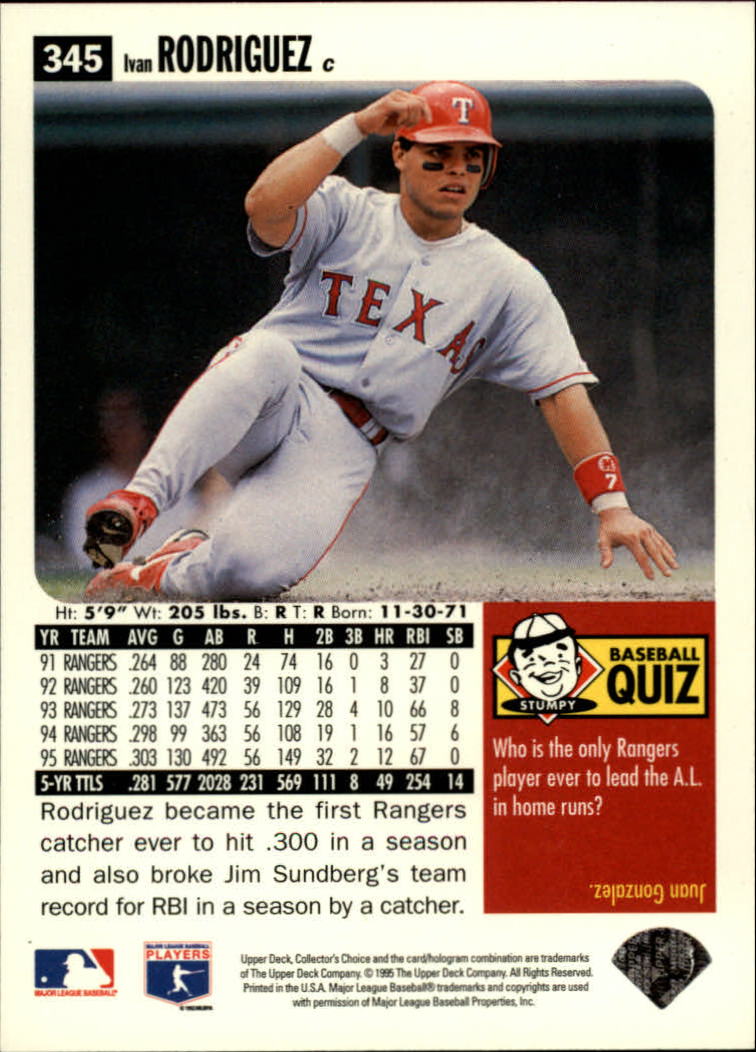 1996 Collector's Choice #345 Ivan Rodriguez back image