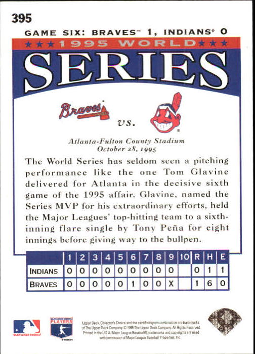 1996 Collector's Choice #395T Tom Glavine TRADE back image