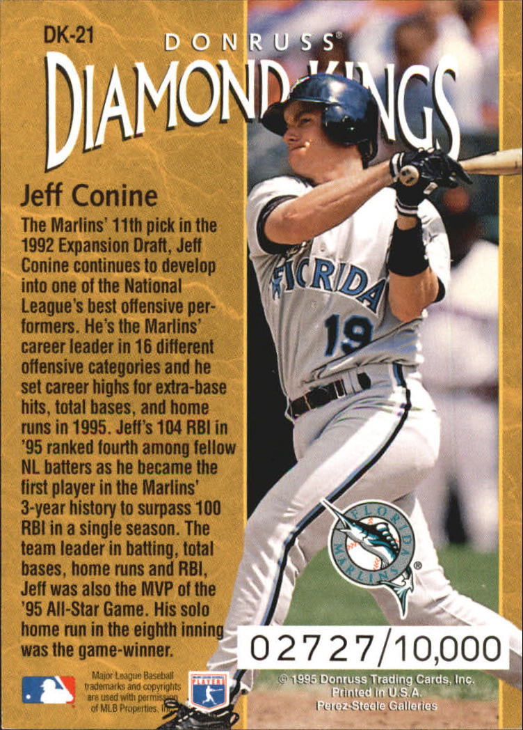 1996 Donruss Diamond Kings #21 Jeff Conine back image