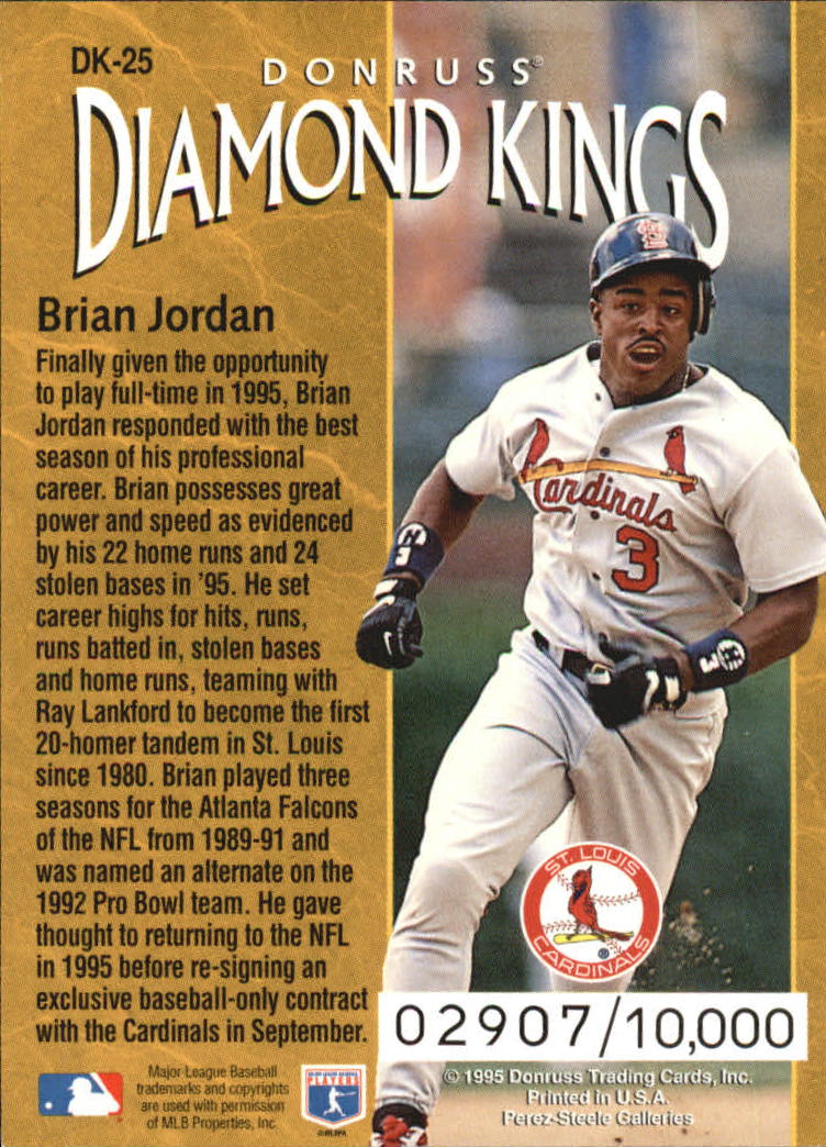 1996 Donruss Diamond Kings #25 Brian Jordan back image