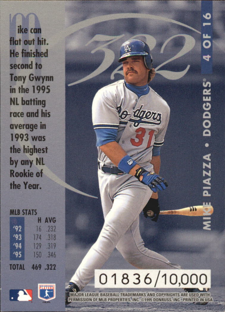 1996 Donruss Hit List #4 Mike Piazza back image