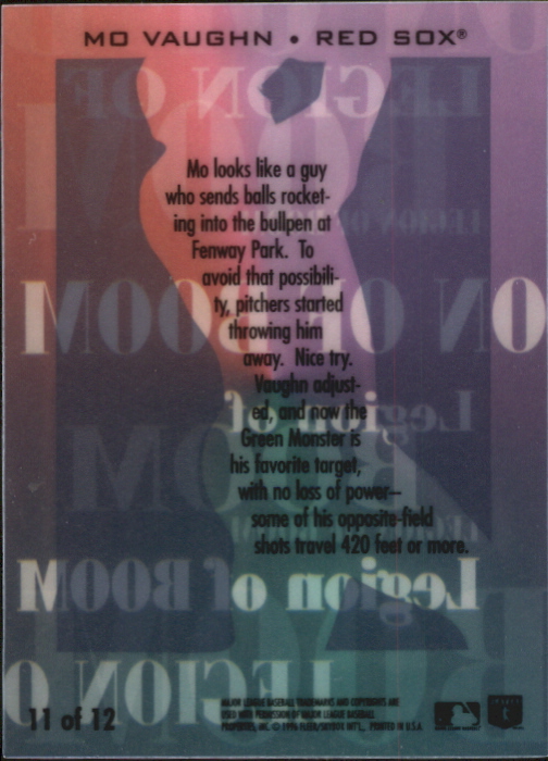 1996 Emotion-XL Legion of Boom #11 Mo Vaughn back image