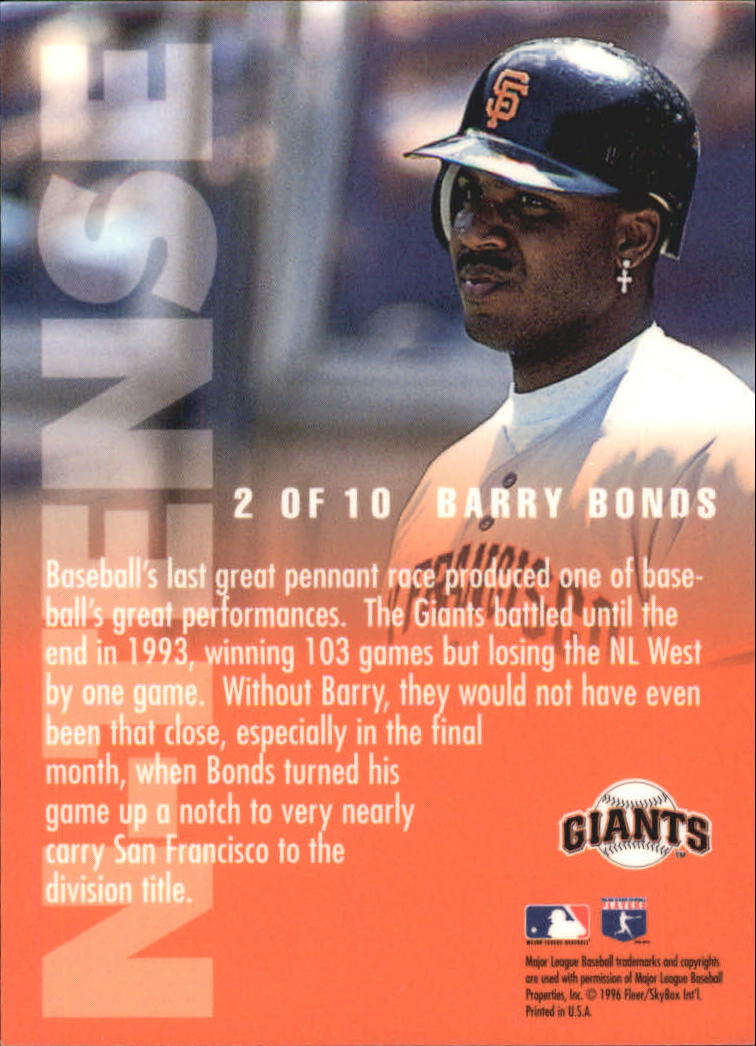 1996 Emotion-XL N-Tense #2 Barry Bonds back image