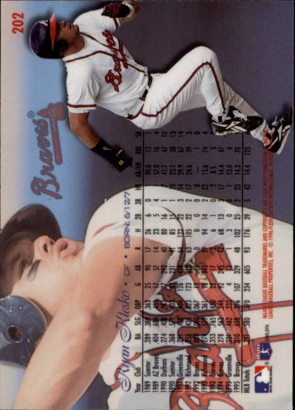 1996 Flair #202 Ryan Klesko back image