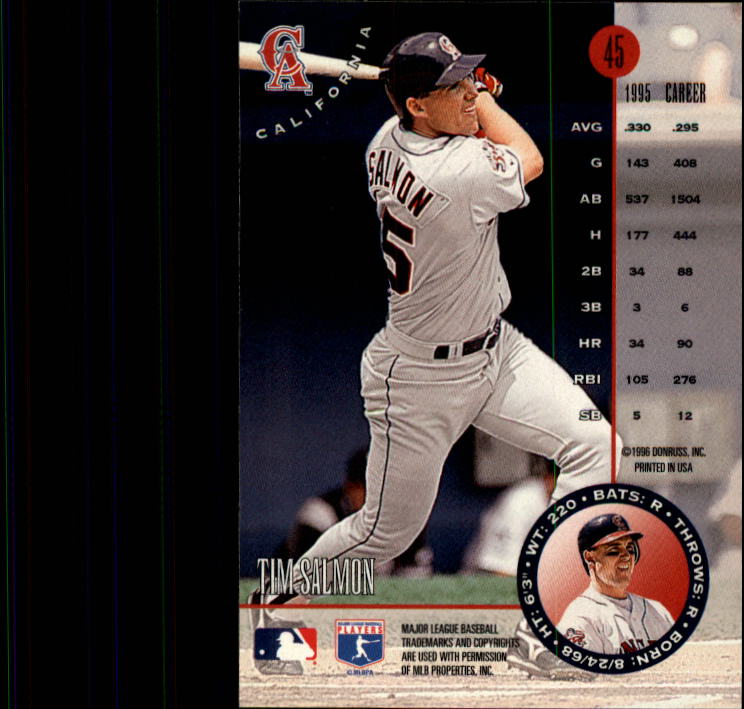 1996 Leaf Baseball "Main Set" Cards #1 to #220 - Picture 91 of 441