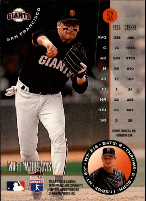 1996 Leaf Baseball "Main Set" Cards #1 to #220 - Picture 105 of 441