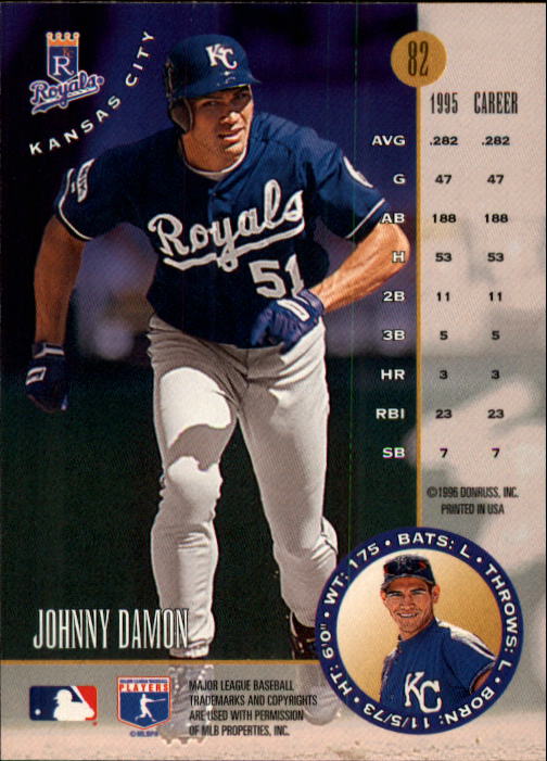1996 Leaf #82 Johnny Damon back image