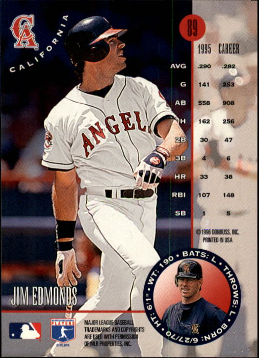 1996 Leaf #89 Jim Edmonds back image