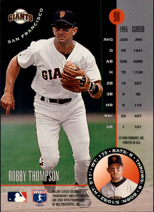 1996 Leaf Baseball "Main Set" Cards #1 to #220 - Picture 181 of 441