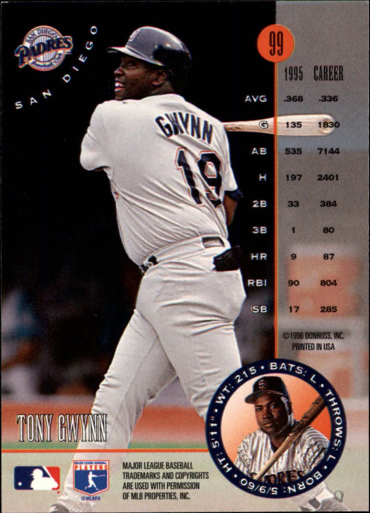 1996 Leaf Baseball "Main Set" Cards #1 to #220 - Picture 199 of 441