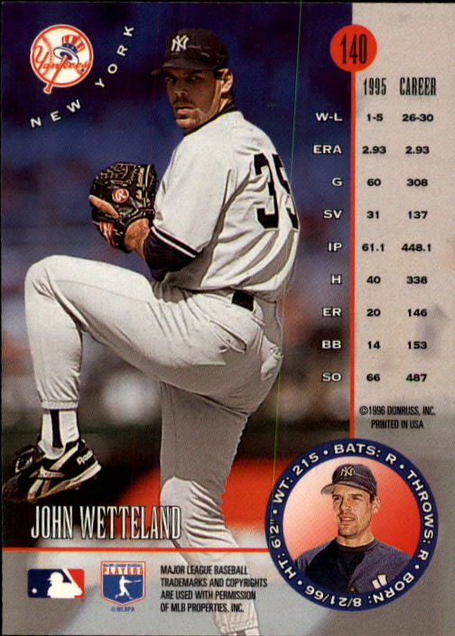 1996 Leaf Baseball "Main Set" Cards #1 to #220 - Picture 281 of 441