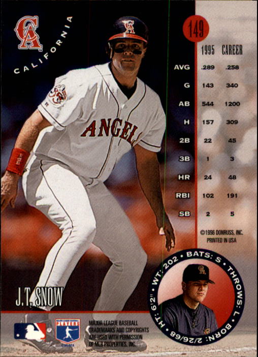 1996 Leaf Baseball "Main Set" Cards #1 to #220 - Picture 299 of 441