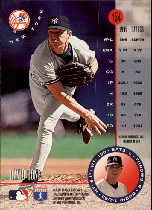 1996 Leaf Baseball "Main Set" Cards #1 to #220 - Picture 309 of 441