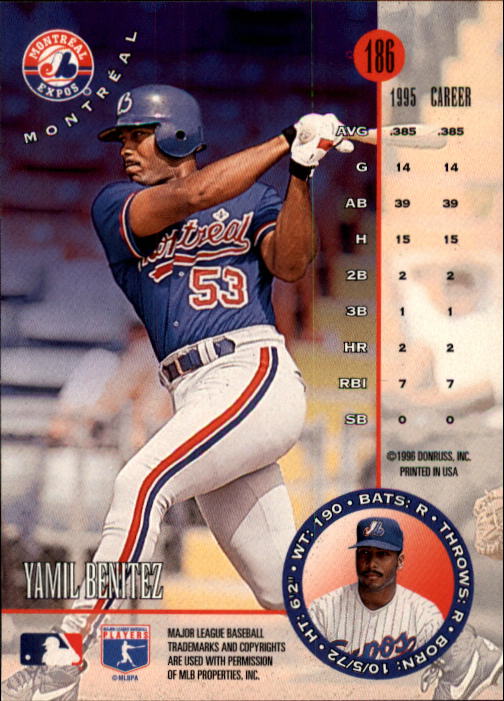 1996 Leaf Baseball "Main Set" Cards #1 to #220 - Picture 373 of 441