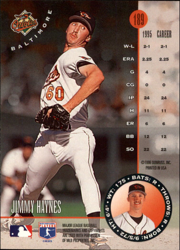 1996 Leaf Baseball "Main Set" Cards #1 to #220 - Picture 379 of 441