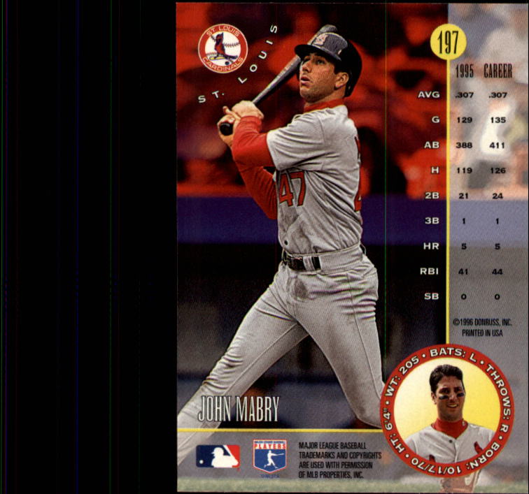 1996 Leaf Baseball "Main Set" Cards #1 to #220 - Picture 395 of 441