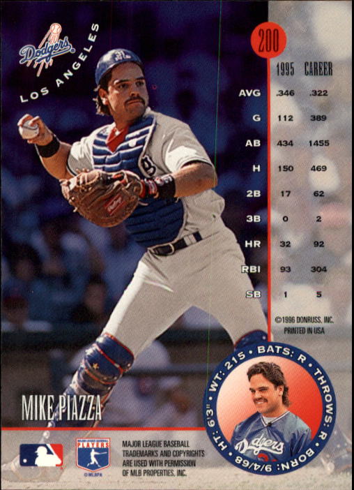 1996 Leaf #200 Mike Piazza back image